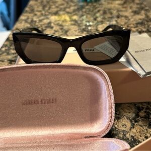 BRAND NEW IN Box- Miu Miu Black Women’s MU 09WS53- X 53mm Rectangle Sunglasses